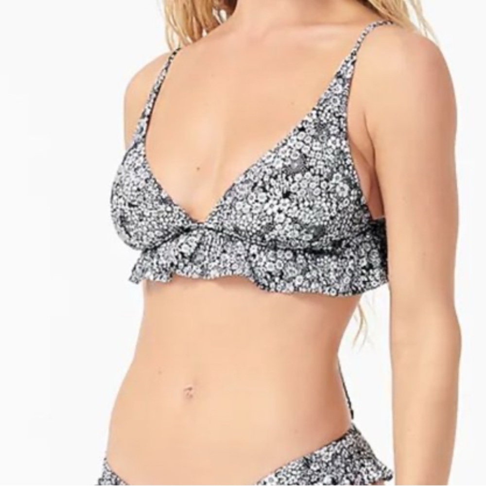 NWT J. Crew french bikini ruffle top in valley floral Size XXL